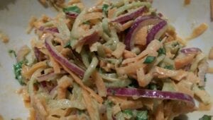 spiralized vegetable Asian slaw